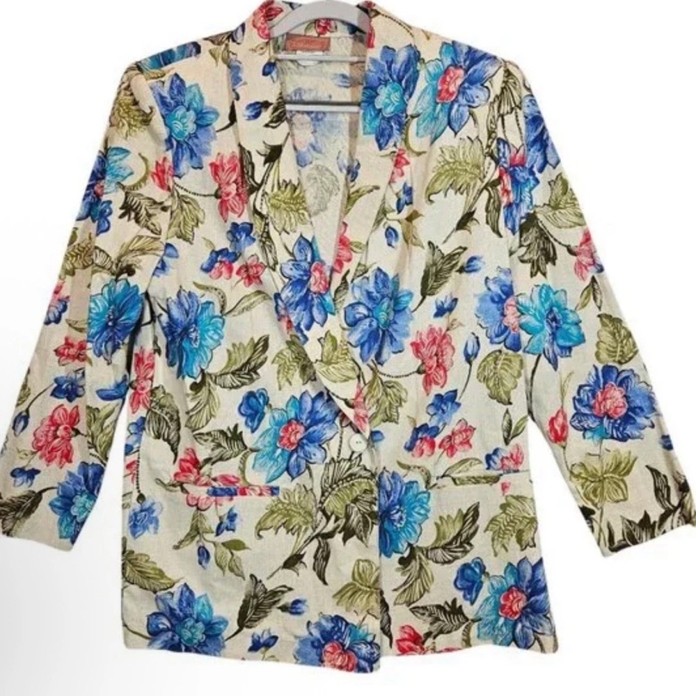 Worthington Floral Blazer - Blue, Pink, Green
